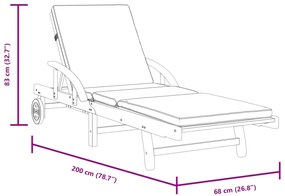 Espreguiçadeiras c/ almofadões 2 pcs 200x68x83 cm acácia maciça