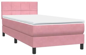Cama com molas/colchão 100x220 cm veludo Rosa