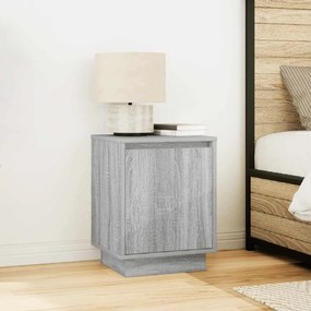 Mesas cabeceira c/ luzes LED 2 pcs 38x34x50 cm cinzento-sonoma