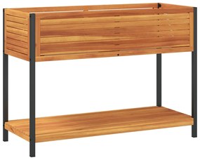 Vaso/floreira de jardim c/ prateleira 110x45x80 cm acácia/aço