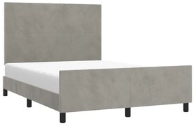 Estrutura de cama c/ cabeceira 140x190 cm veludo cinzento-claro