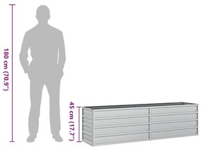 Canteiro elevado de jardim 160x40x45cm aço galvanizado prateado
