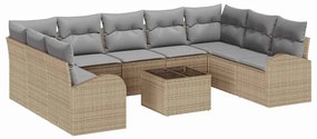 Conjunto de Sofá de Jardim com 10 Peças e Almofadas de Rattan Preto