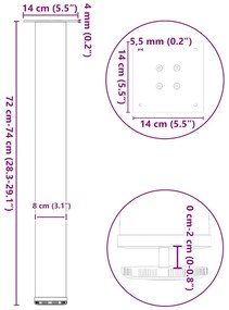 Pés de mesa de console 4 peças, preto, 72-74 cm, aço