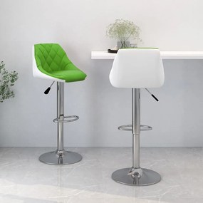 vidaXL Bancos de bar 2 pcs couro artificial verde e branco