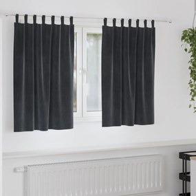 Cortinas Blackout vidaXL com Laços de Suspensão 2 pcs Cinza Escuro Veludo