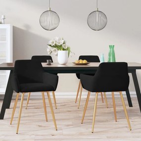 vidaXL Cadeiras de jantar 4 pcs veludo preto