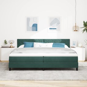 Cama Box com Colchão vidaXL Verde Escuro 200x200 cm Veludo