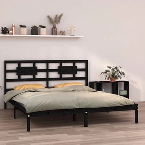 Estrutura de cama super king 180x200 cm madeira maciça preto