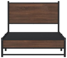 Estrutura de cama sem colchão 100x190cm metal carvalho castanho
