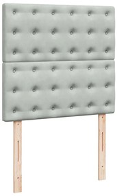 Cama com molas/colchão 90x200 cm veludo cinza-claro