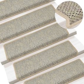 Tapetes escada adesivos aspeto sisal 15 pcs 65x21x4 cm verde