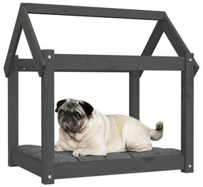 Cama para cães 71x55x70 cm madeira de pinho maciça cinza