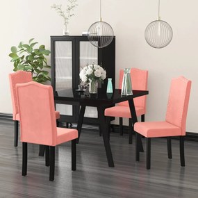 Cadeiras de jantar 4 pcs veludo rosa