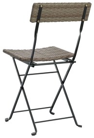 Cadeiras de bistrô dobráveis 2 pcs vime PE e aço cinzento