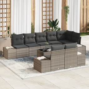 Conjunto de Sofá de Jardim com Almofadas Preto Rattan Polimérico