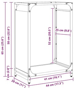 Suporte para lenha 44x28x65 cm aço laminado a frio branco