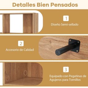Estante de 4 cubos com pernas de metal 90 x 30 x 90 cm natural