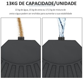 Conjunto de Pesos para Base de Chapéu de Sol de 4 Peças Preenchível com 52 L de Água 60 kg de Areia ou 70 kg Ambos Preto