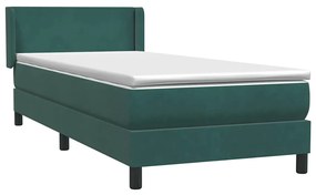 Cama com molas/colchão verde-escuro 80x220 cm veludo