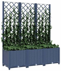 Vaso/floreira jardim c/ treliça 120x40x136 cm PP cinzento azul