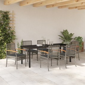 Conjunto de Jantar de Jardim com Almofadas Cinza Vime PE