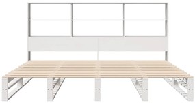 Cama com estante sem colchão 180x200 cm madeira maciça branco