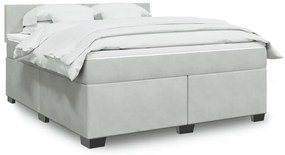 vidaXL Cama com molas/colchão 180x200 cm veludo cinzento-claro