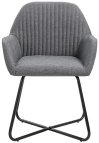 Cadeiras de jantar 4 pcs tecido cinzento-escuro
