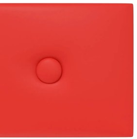 Painel parede 12pcs 60x15 cm couro artificial 1,08 m² vermelho