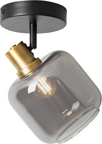 Foco de teto design preto com dourado e vidro fumê - Zuzanna