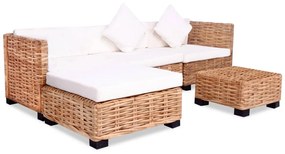 vidaXL Conjunto de sofás 14 pcs vime genuíno