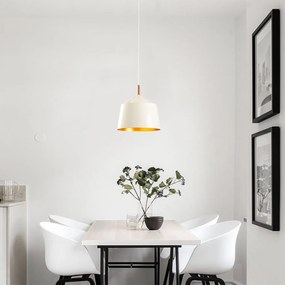 Candeeiro Chandelier Saglam – Branco, Dourado e Cobre – Diâmetro 25 cm