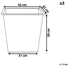 Conjunto de 3 vasos internos pretos 42 x 42 x 38 cm BALZO Beliani