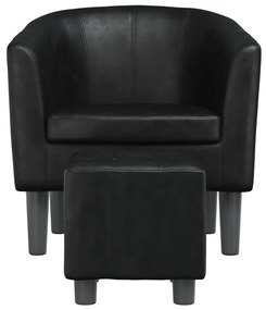 Poltrona com apoio de pés couro artificial preto