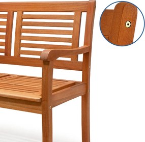 Banco de jardim em madeira de eucalipto 153 x 90 x 60 cm Castanho