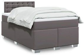 Cama boxspring com colchão 120x190 cm couro artificial cinzento