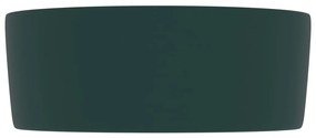 Lavatório luxuoso redondo 40x15cm cerâmica verde-escuro mate