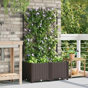 Plantadeira de Jardim com Treliça 2 pcs Castanho 80x40x143 cm