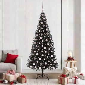 vidaXL Árvore de Natal com 300 LEDs com suporte Preto 210 cm PVC
