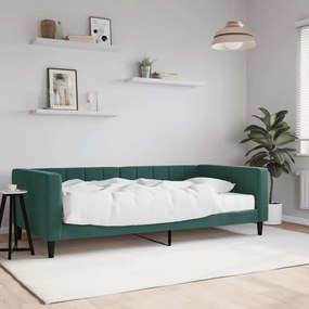 Sofá-cama com colchão 100x200 cm veludo verde-escuro