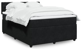 Cama com molas/colchão 160x200 cm veludo preto