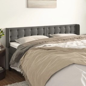 Cabeceira de cama c/ abas veludo 163x16x78/88cm cinzento-escuro