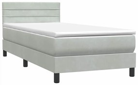 Cama com molas/colchão cinzento-claro 80x220 cm veludo