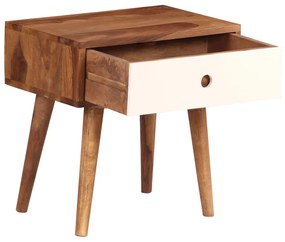 Mesa de cabeceira em madeira de acácia maciça 45x30x45 cm