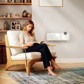 Aquecedor de parede em cerâmica 1000/2000 W, radiador elétrico, ventilador, termóstato, temporizador, 54 x 18,7 x 12,3 cm, branco