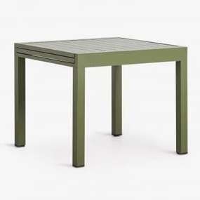 Mesa De Jardim Extensível Em Alumínio Starmi 90-180x90 Cm Verde Azeitona Intenso - Sklum