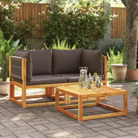 vidaXL Sofás de canto p/ jardim 2 pcs c/ almofadões acácia maciça