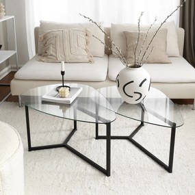 Conjunto de Mesas de Café Bellisimo - Preto Mate - 82x40x58cm e 82x36x