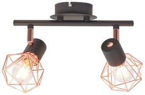 vidaXL Candeeiro de teto com 2 focos E14 preto e cobre